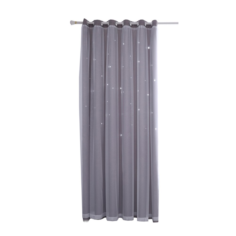 1Panel Window Curtain Hollowed Out Stars Shading Curtain Drape Purdah for Home Living Room Bedroom Curtains for Living Room: Light Grey / 1m x 2.5m