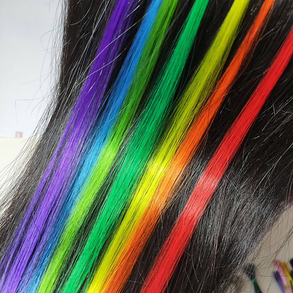 Extensiones de cabello sintético de color I-Tip Stick, pelo liso de 16 pulgadas para mujeres, alta temperatura, 10 hebras/paquete de colores