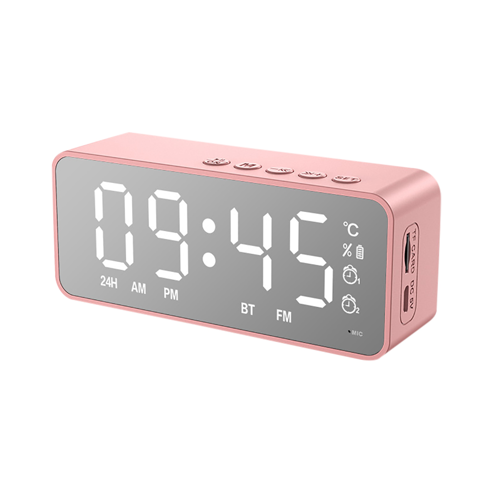 Reloj despertador Digital con espejo LED, altavoz inalámbrico con Bluetooth, MP3, Radio FM, relojes electrónicos de escritorio, reloj despertador USB