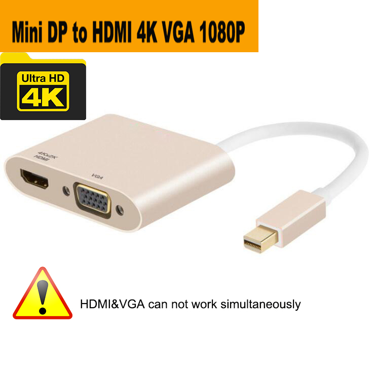 Thunderbolt 2 Mini DP a 4K HDMI VGA Cable adaptador 1080P MDP a Displayport HDMI VGA DVI adaptador convertidor para apple macbook pro: Grey