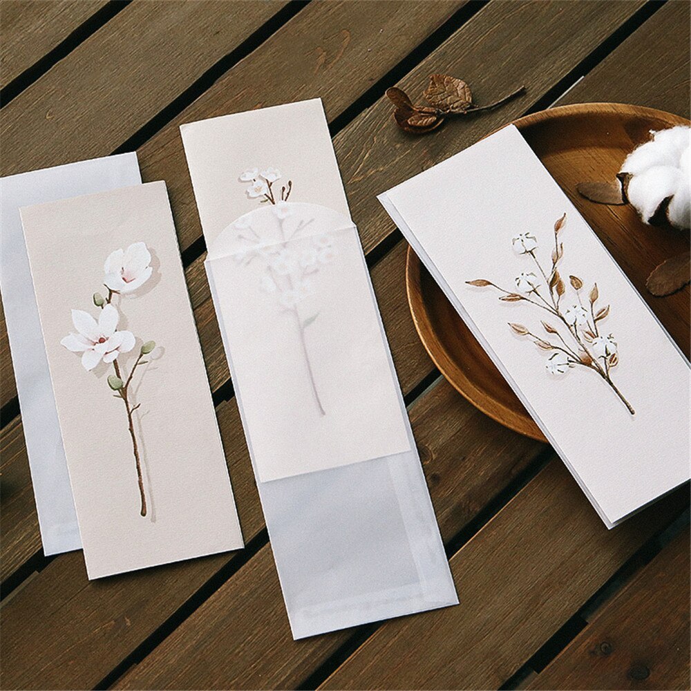 6pcs/pack Fresh Flower Sweet Translucent Envelopes Wedding Invitation Card Paper Handmade Greeting Card Letter Writing Set