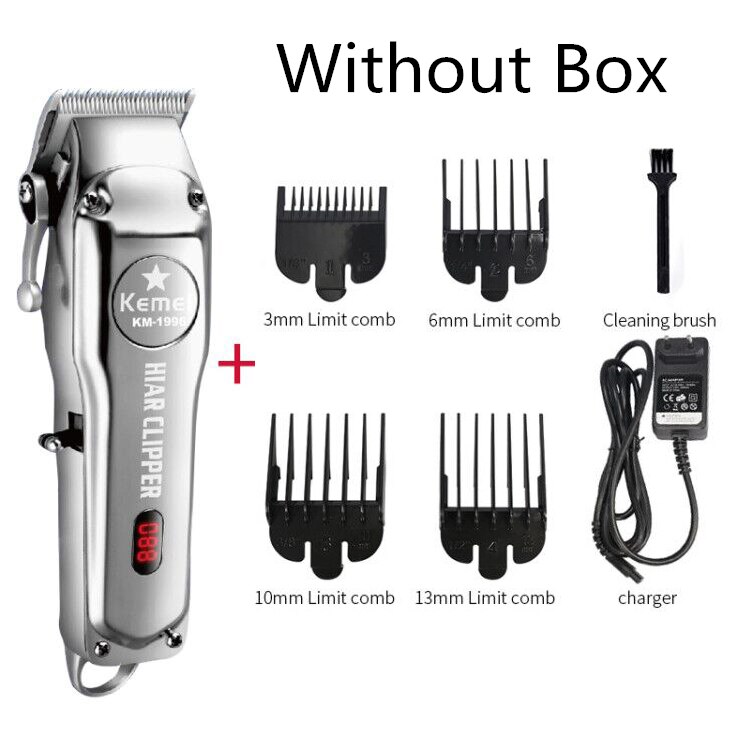Kemei-1996 Barber Shop Rechargeable Hair Clipper All Metal Electric Hair Trimmer Men Beard Trimmer Haircut Machine: 1996 Without Box / UK Plug