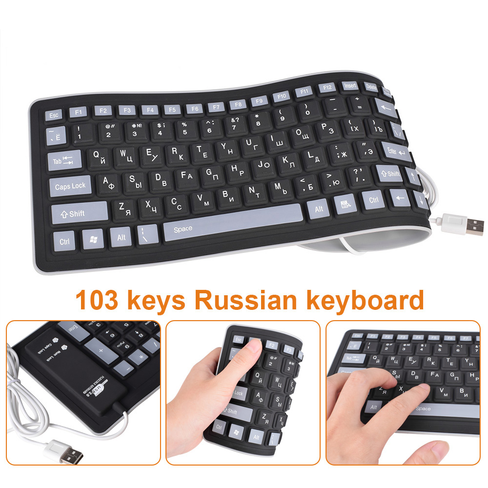 103Keys Russische Toetsenbord Letters Silicon Layout Usb 2.0 Interface Russische Toetsenbord Zacht En Duurzaam Toetsenbord Pc Desktop Laptop