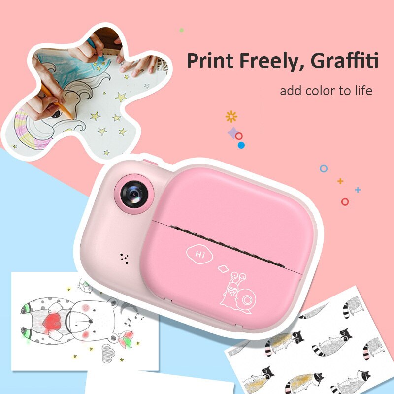 3 Inch Children Digital Camera 12M HD Thermal Instant Print Camera Photo Printing Dual Purpose Camera For Kids Birthday