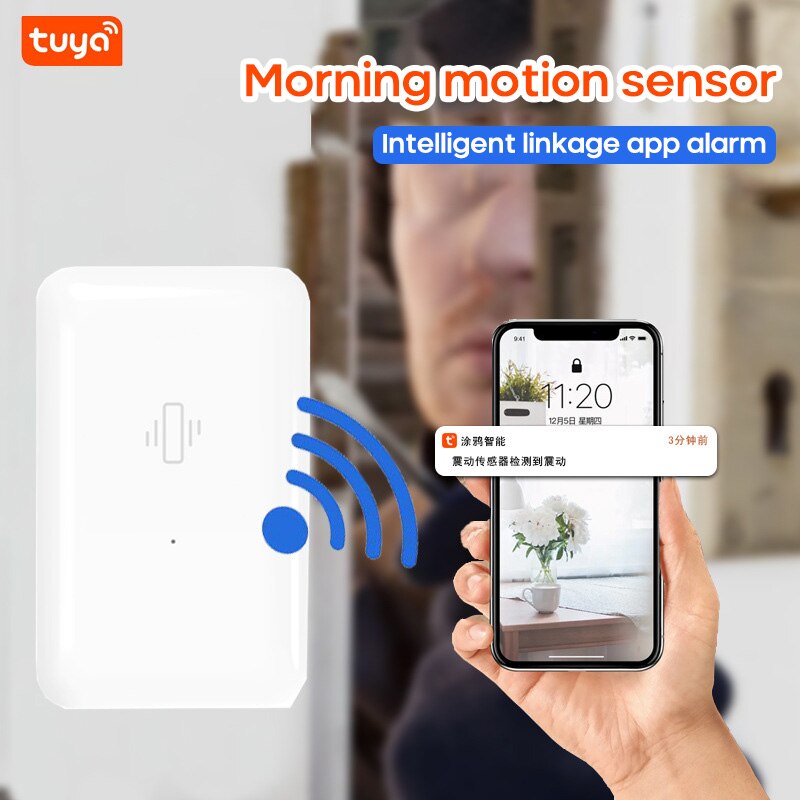1Pc Tuya Smart Zigbee Smart Vibration Sensor Mobile Phone Remote Alarm Anti-theft Vibration Alarm Anti-theft Vibration Alarm