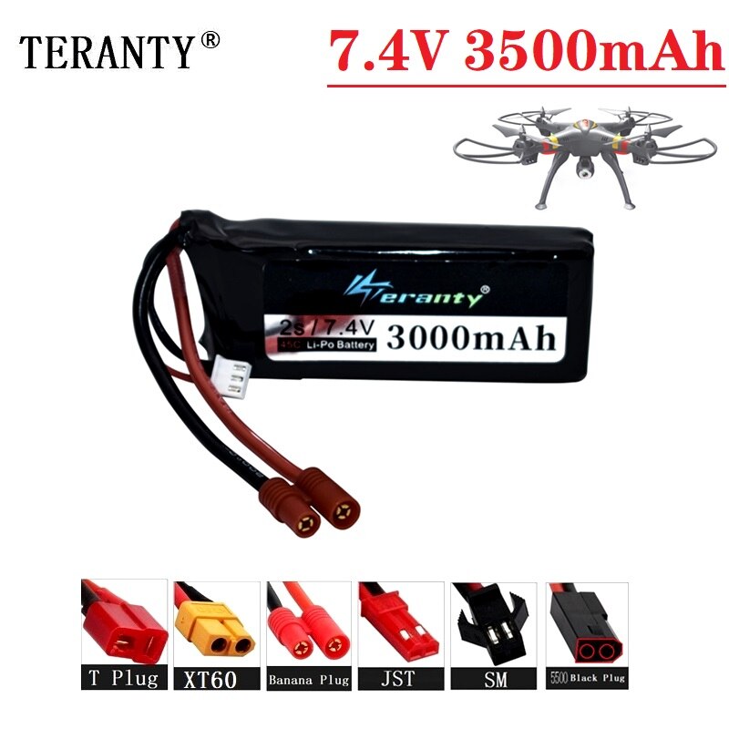 1Pcs Upgrade X8W x8c X8G X8HC X8HW X8HG HQ899 7.4 V 3000mAh Lipo Battery For RC Quadcopter Spare Parts VS 7.4V 2500mah Battery