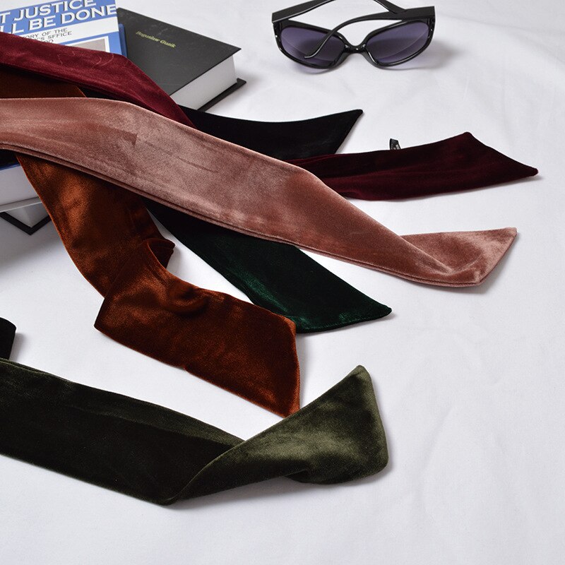 200cm de largo terciopelo gargantilla Color sólido Chic cuello bufanda mujeres Skinny bufanda Bandana cuello desgaste de la muñeca ropa de cabeza [1277]