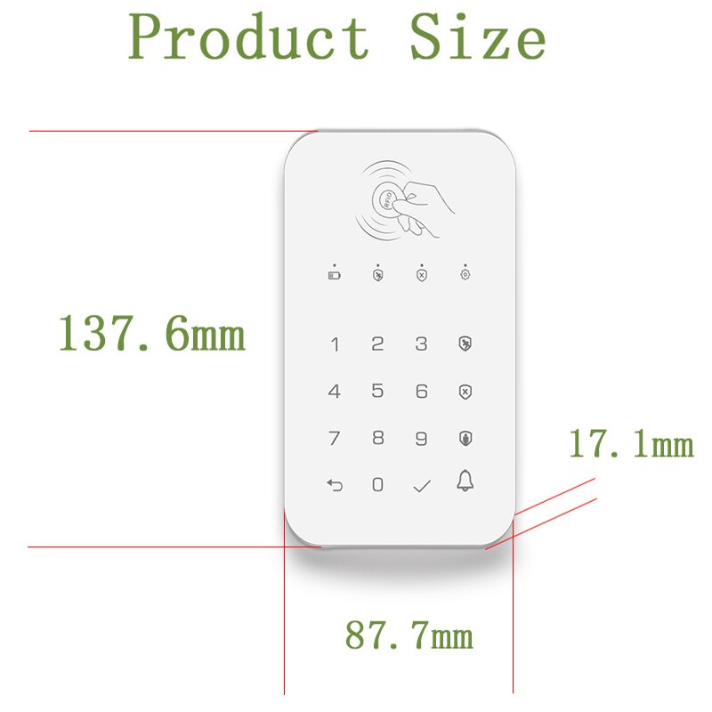 KONLEN Wireless Keypad RFID 433mhz Arm Disarm with Password For H25 H26 Home Security WIFI 2G 4G GSM Alarm System