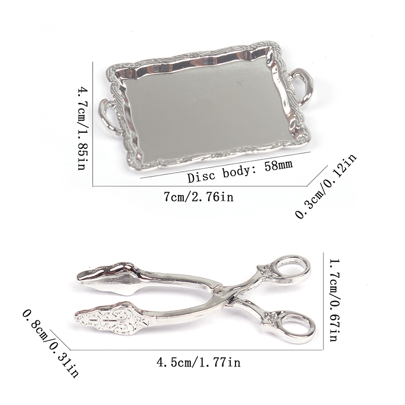 1pcs Dollhouse Miniature Metal Cakes Trays Bread Clip Desserts Plate Kitchen Model Decor Toy Doll House Accessories