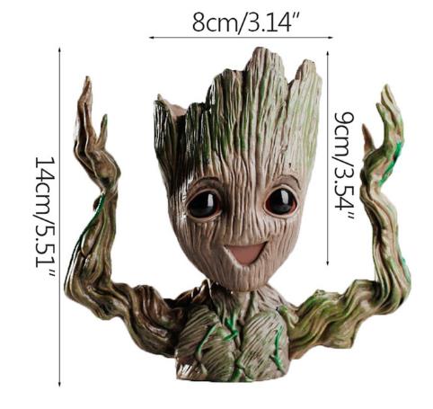 Pot de fleur moderne bébé Groot Pot de fleur stylo Pot jardin blanc plante pot en bois tissu intérieur jardinière succulente Pot bureau: Baby Groot 01