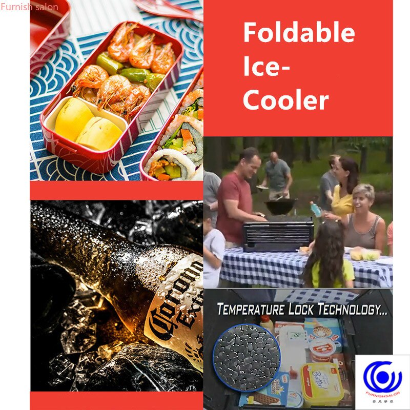 TV show Foldable Iceless Cooler Sweettreats 60L Collapsible Insulated can Portable Waterproof Outdoor Storage Box Thermo Cool