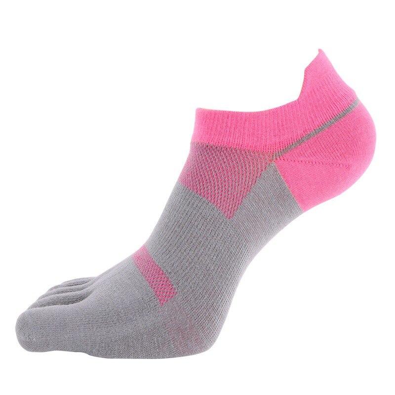 Calzini Toe Socks Donna Cinque Dita - Traspiranti, Antishock, Caviglia per Yoga, Corsa, Ciclismo: Rosa Rosso