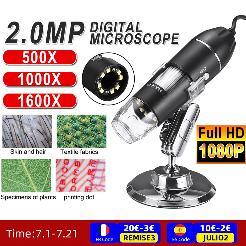 0-1600X 2MP 3 in 1 USB Typ C LED Einstellbar Mikroskop Handheld Tragbaren Digitalen Mikroskop Schnittstelle Elektron 8 LEDs Halterung