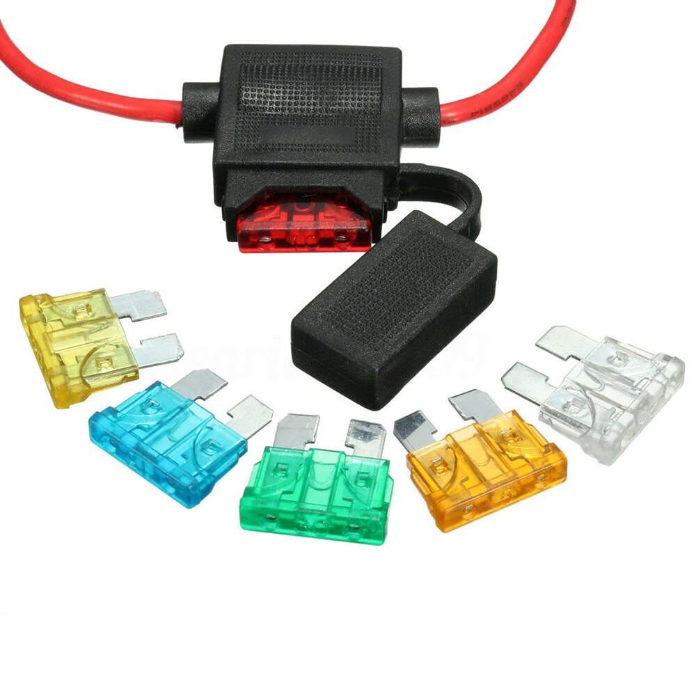 12V Car In-line Standard Blade Fuse Holder 5A 10A 15A 20A 25A 30A Fuses ...