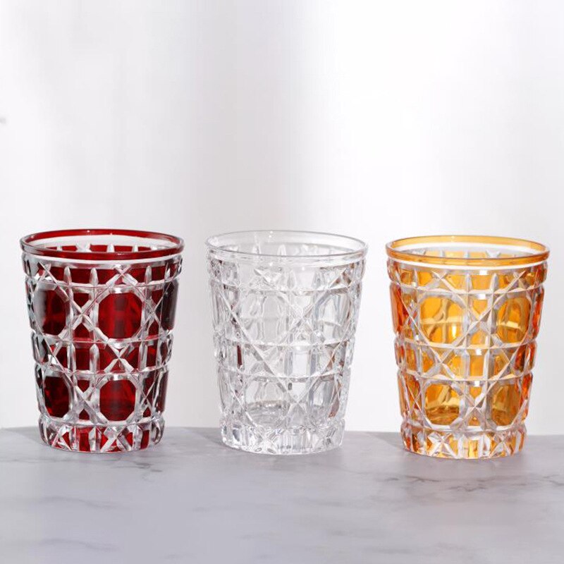 Verre à whisky cristal clair de luxe, tasse à vin, européen , treillis gravé, verre à bière, Bar, verres à boissons
