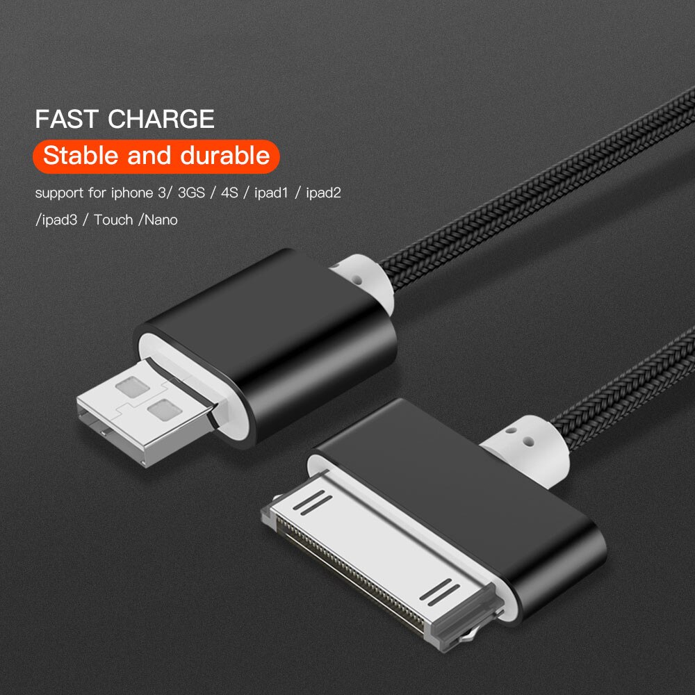 Dla iphone 4 kabel USB robić ładowania 30 Szpilka pleciony nylon wysokiej jakości USB robić synchronizacji danych kabel robić ładowania dla iphone 4s iPad 2 3 4 ipoda
