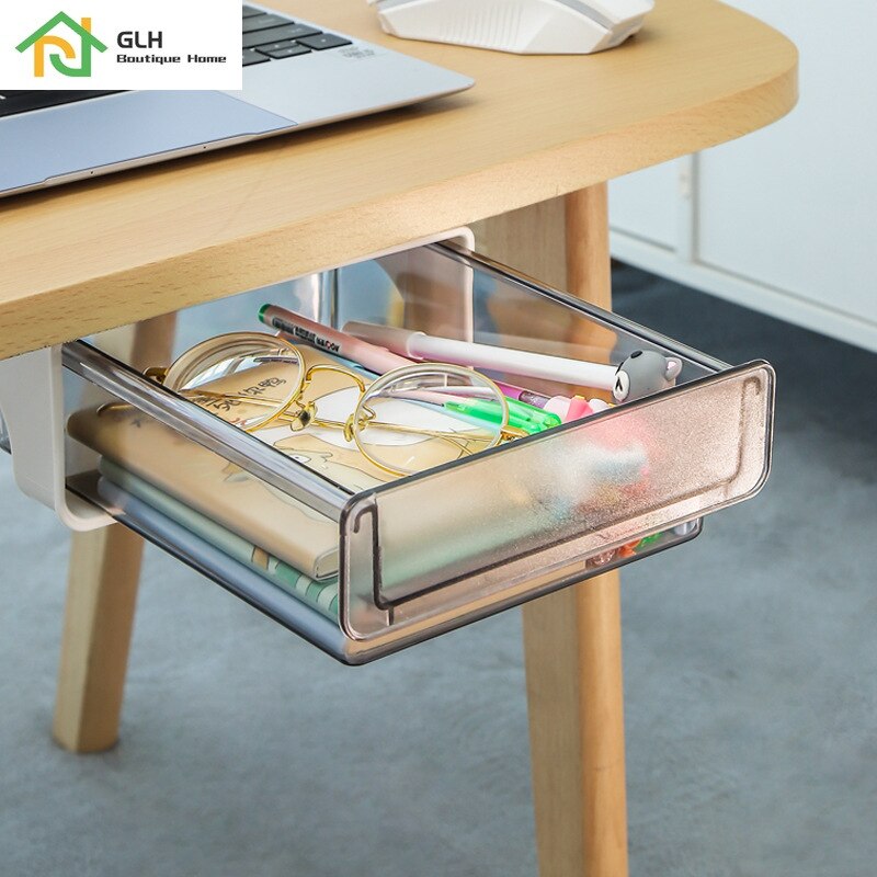 Under-desk Drawer Storage Box Desk Bottom Hidden Office Stationery Storage Organizer