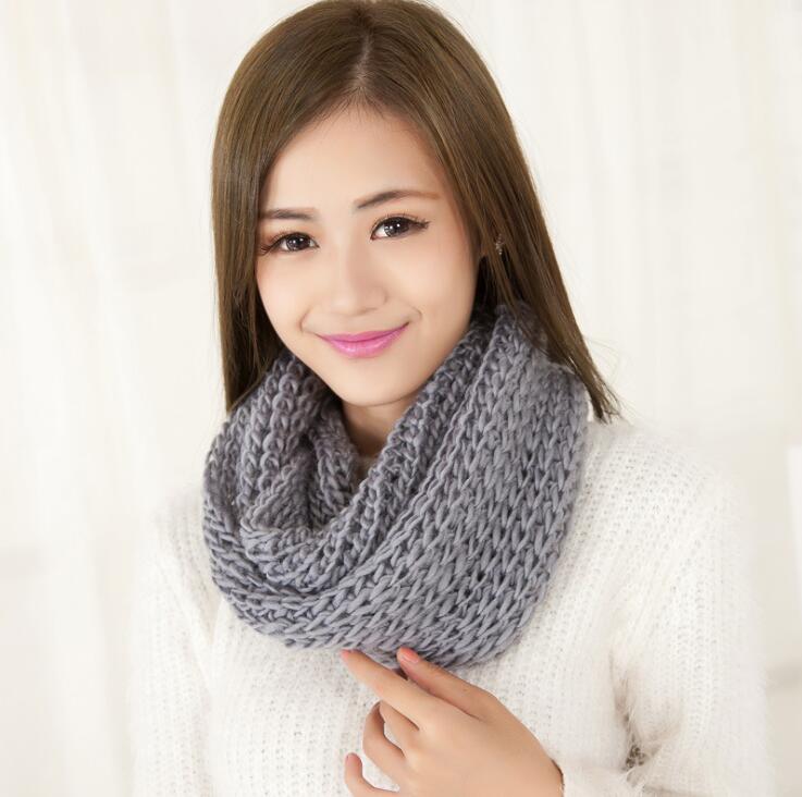 Women Scarf Unisex Winter Scarf Knitted Scarves Collar Neck Warmer Lady Crochet Ring Spain Loop