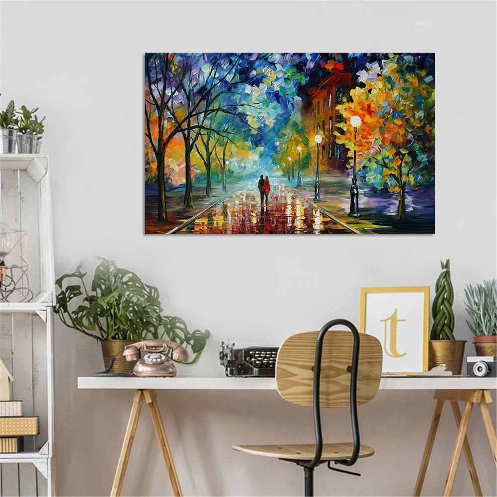 DIY Finished Oil Painting Without Frame Rainny Days Picture Art Craft for Home Decors Living Room Artworks 40*60cm