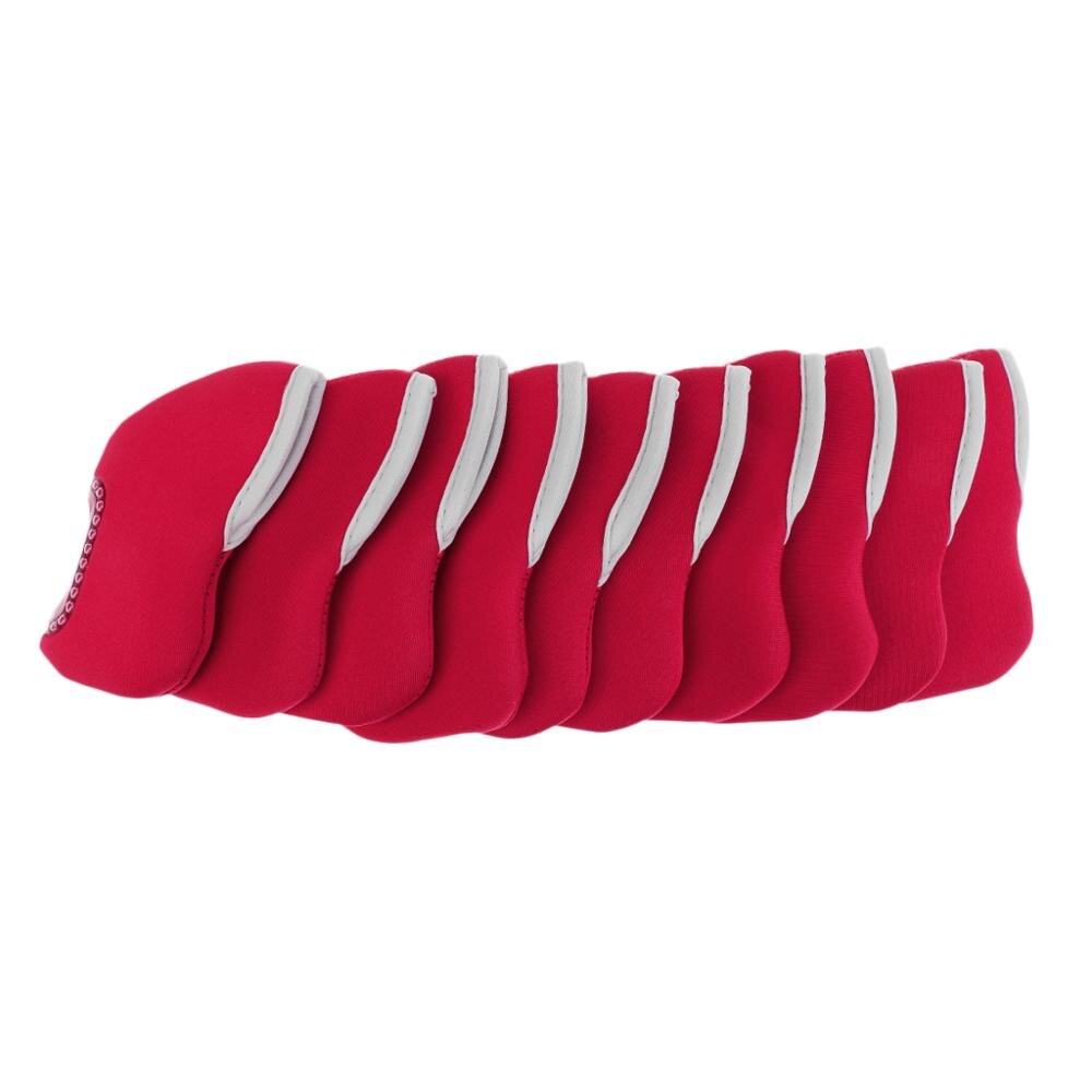 Pakket van  of 10 golfijzers headcovers, wedge headcovers - golfclub ijzerbeschermer - neopreen materiaal - kies kleuren: Wijnrood