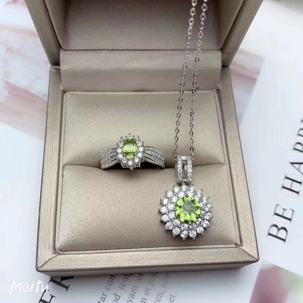 KJJEAXCMY Gioielleria Raffinata 925 sterlina argento intarsiato peridoto naturale Femminile anello del pendente di lusso impostato supporto di Rilevamento