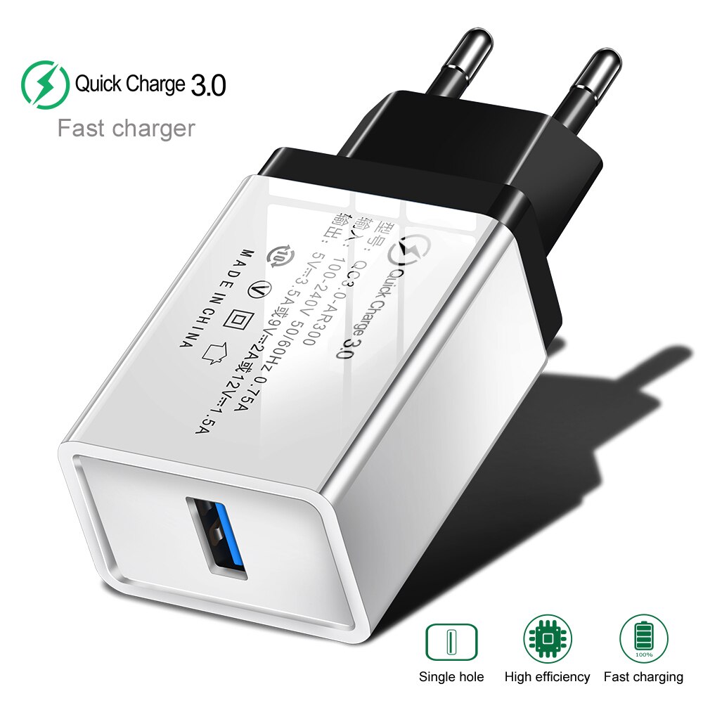 Suhach Quick Charge 3.0 USB Charger QC 3.0 QC Turbo Fast Charging EU Travel Wall Charger For Xiaomi mi 9 Huawei P30 Mobile Phone: EU Plug / Black