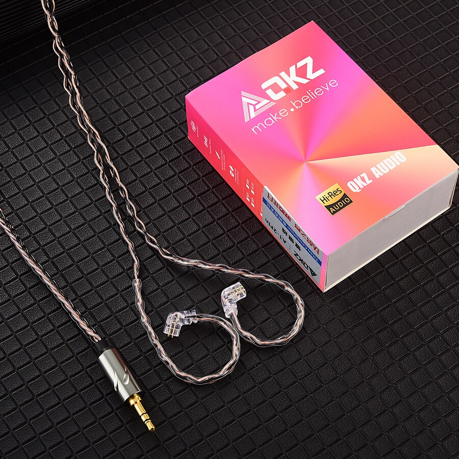 QKZ T1 Earphone Update Cable 3.5mm jack QDC 0.75mm Connector Wired Headphones For ZXN ZXT VK4 ZX2 ZAX2 KZ EDX ZSN Pro X TRN MT1: WHITE