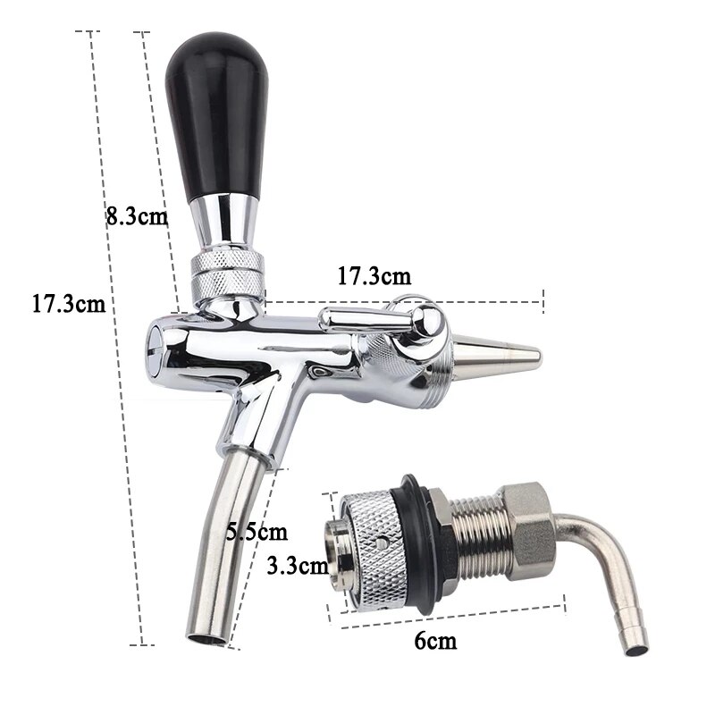 Beer Faucet &amp; Adjustable Tap Beer Shank Chrome Tap Plating With Ball Lock Disconnect Liquid For HomeBrew Cornelius Keg Dispenser