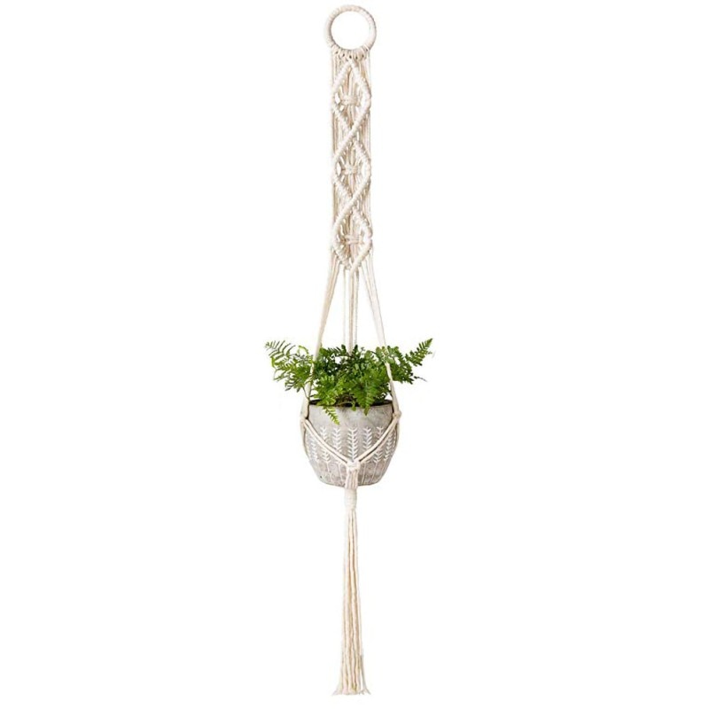 Indoor Wand Bloempot Bloem Manden Tuin Decoratie Groene Plant Opknoping Mand Handmatig Gebreide Touw