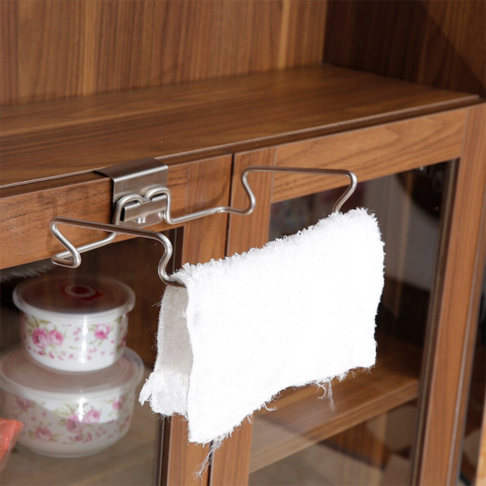 Trash Rack Storage Garbage Bag Holder Cupboard Door Back Kitchen Garbage Rubbish Bag Cabinet Hanging Trash Stainless Steel Rack