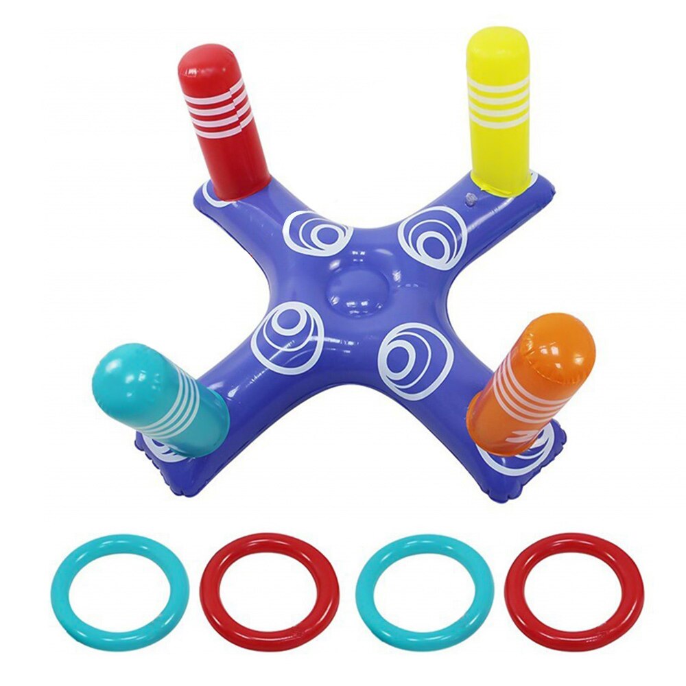 Inflatable Pool Toy Set Ring Swimming Pool Floating Toss Game with 4 Rings Summer Water Toss Game for Adults Kids Family party