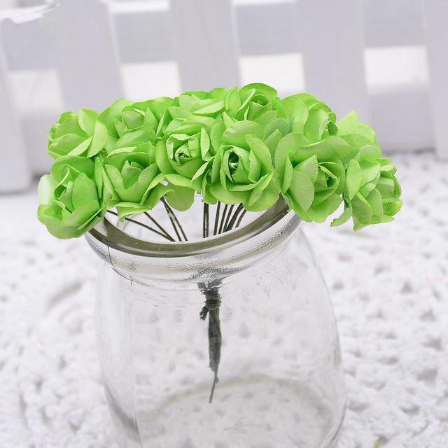 Nueva decoración flores 12 unids/lote 1,5 cm mini rosa de papel DIY scrapbooking floral accesorios de boda decoración de la: 4
