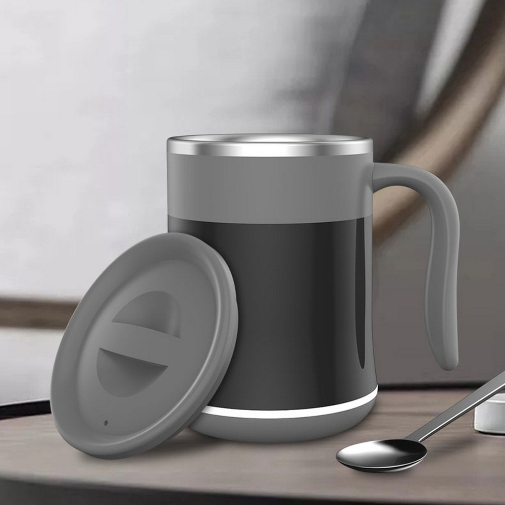 Automatisk lat självomrörande mugg automatisk kaffemjölksblandningsmugg te smart rostfritt stål mixkopp drinkware: Svart