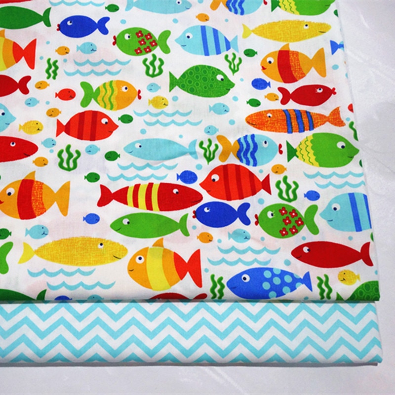 Tissu à couette en coton imprimé demi-mètre pour bébé, à coudre, drap de lit, robe, tissu en coton, à faire soi-même