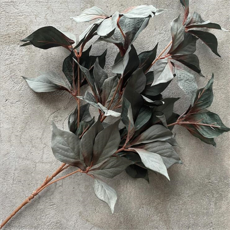 One Silk Filbert Tree Leaf Branch Artificial Hazel Greenery Plant for Green Wall Floral Decoration: blue green
