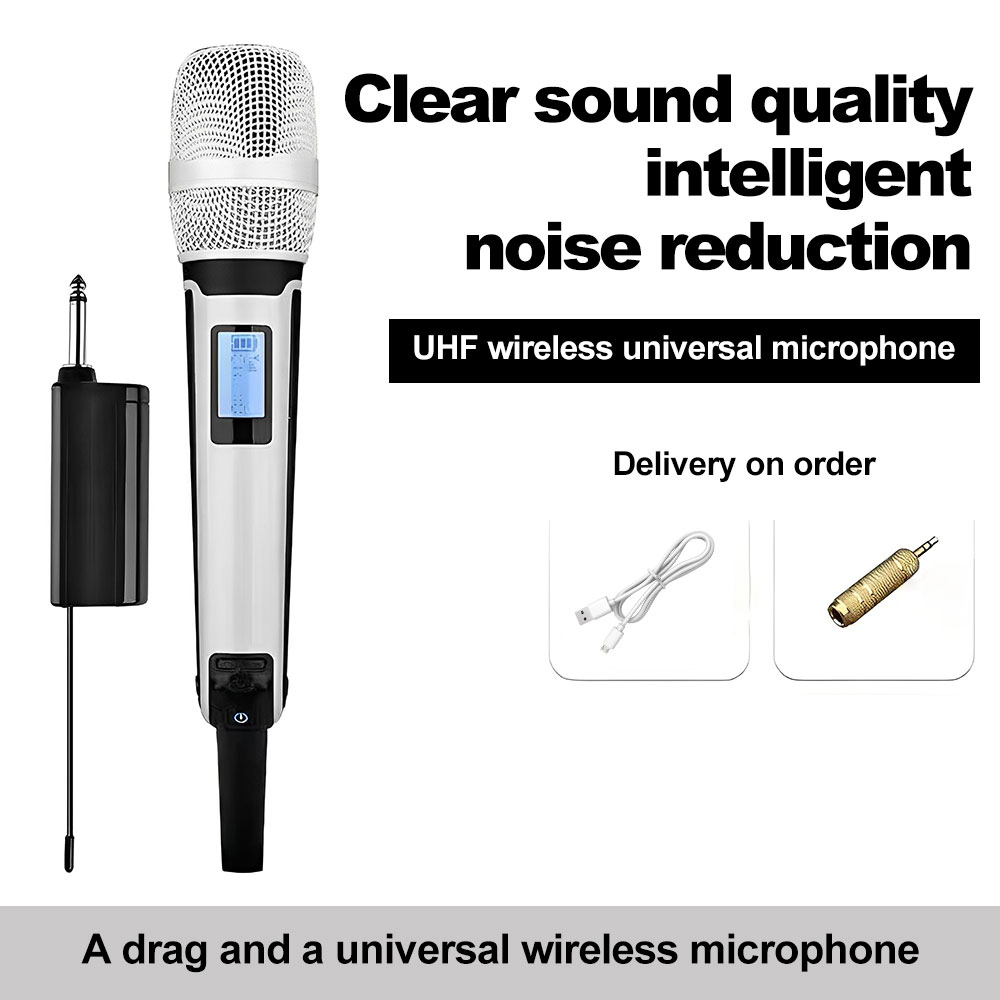 SKM9000 Wireless Microphone Universal One Drag Two Handheld Microphone Home Sound Card Stereo Outdoor Karaoke Stage: WHITE