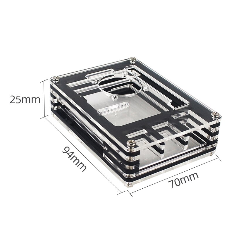 9 Layer Acrylic Case for Raspberry Pi 4 Model B Transparent Black Shell with Cooling Fan Protect Cover for Raspberry Pi 4 4B