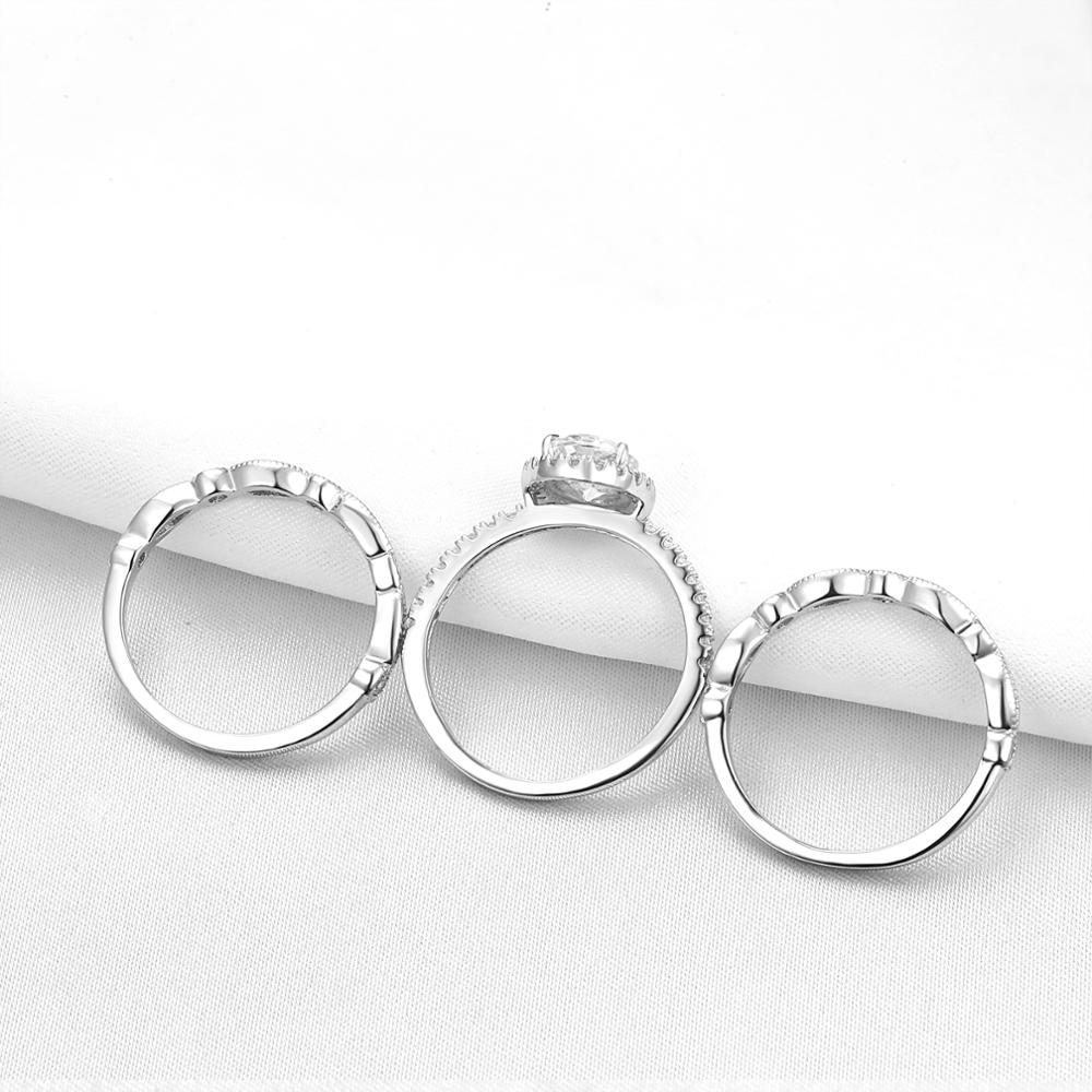 Newshe Solide 925 Sterling Silber Hochzeit Engagement Ring Set Für Frauen Oval Form AAAAA Zirkone Art Deco Bands Klassische Schmuck