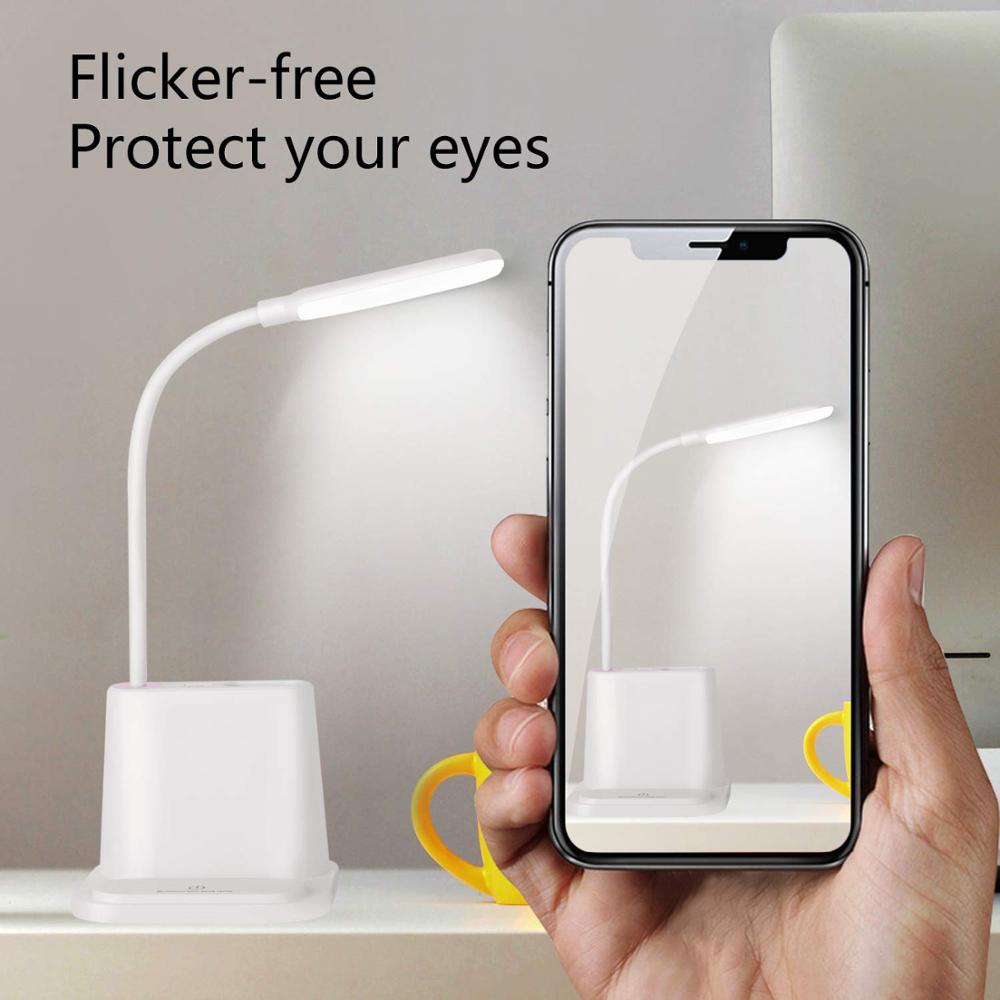 Lampe de bureau Led Rechargeable avec Port de charge USB, multifonction 4 en 1, 2 Modes de couleur et gradation continue, lampe de bureau tactile