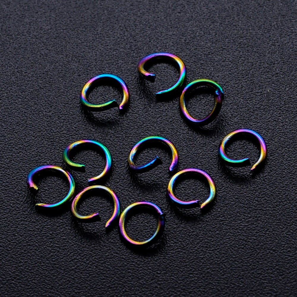 100 Stks/partij 0.8*5Mm Regenboog Gevuld Jump Ring Rvs Ringetjes Finding Sieraden Benodigdheden