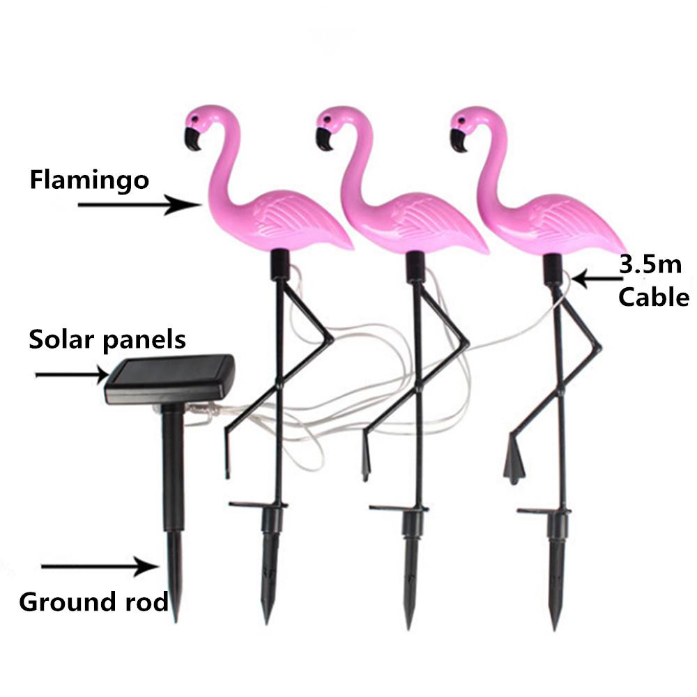 3 pakke solenergi flamingo innsats lys lanterne soldrevet sti lys utendørs vanntett hage dekorativ plen hage lampe