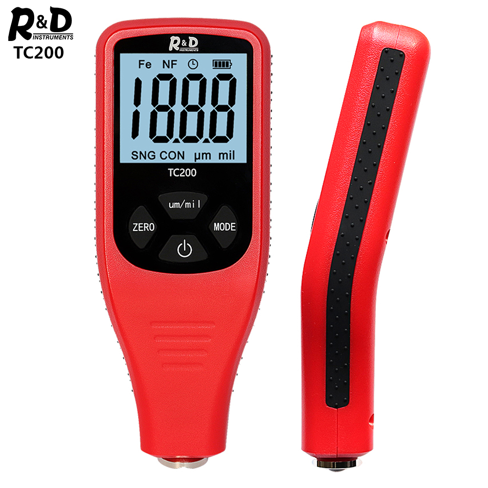 R & D TC200 medidor de espesor de revestimiento 0 1um/0-1500 de pintura del coche del espesor de la película de medición de FE/NFE Manual ruso pintura demasiado rojo