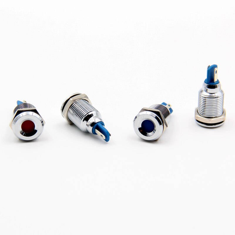 10mm Metal LED Indication light waterproof Signal lamp 5V 6V 12 24V 220v with wire and LED indicator lights Signal Convex light