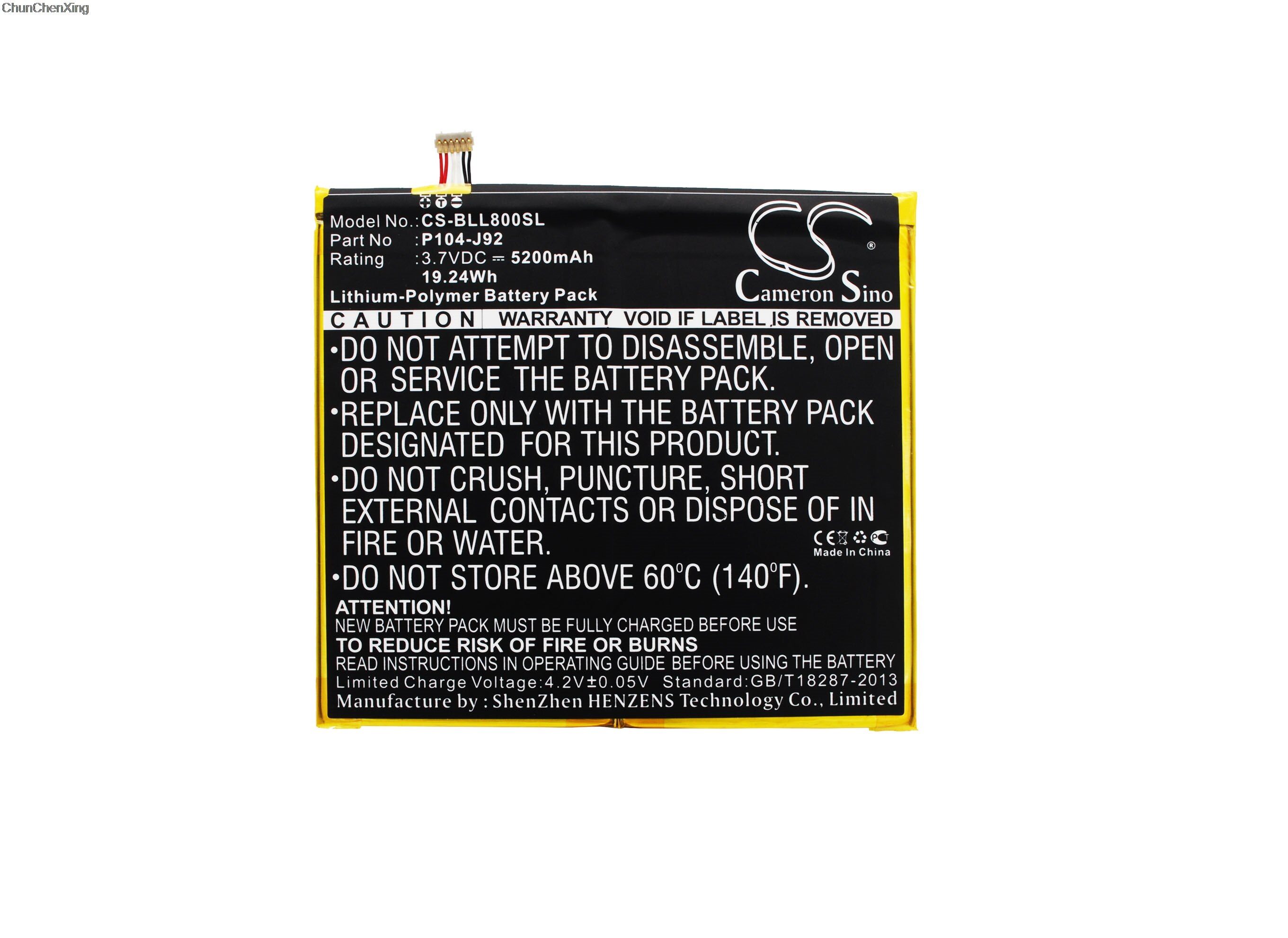 Cameron Sino Replacement Battery 5200mAh for BLU L800, L800L, Leben View TAB