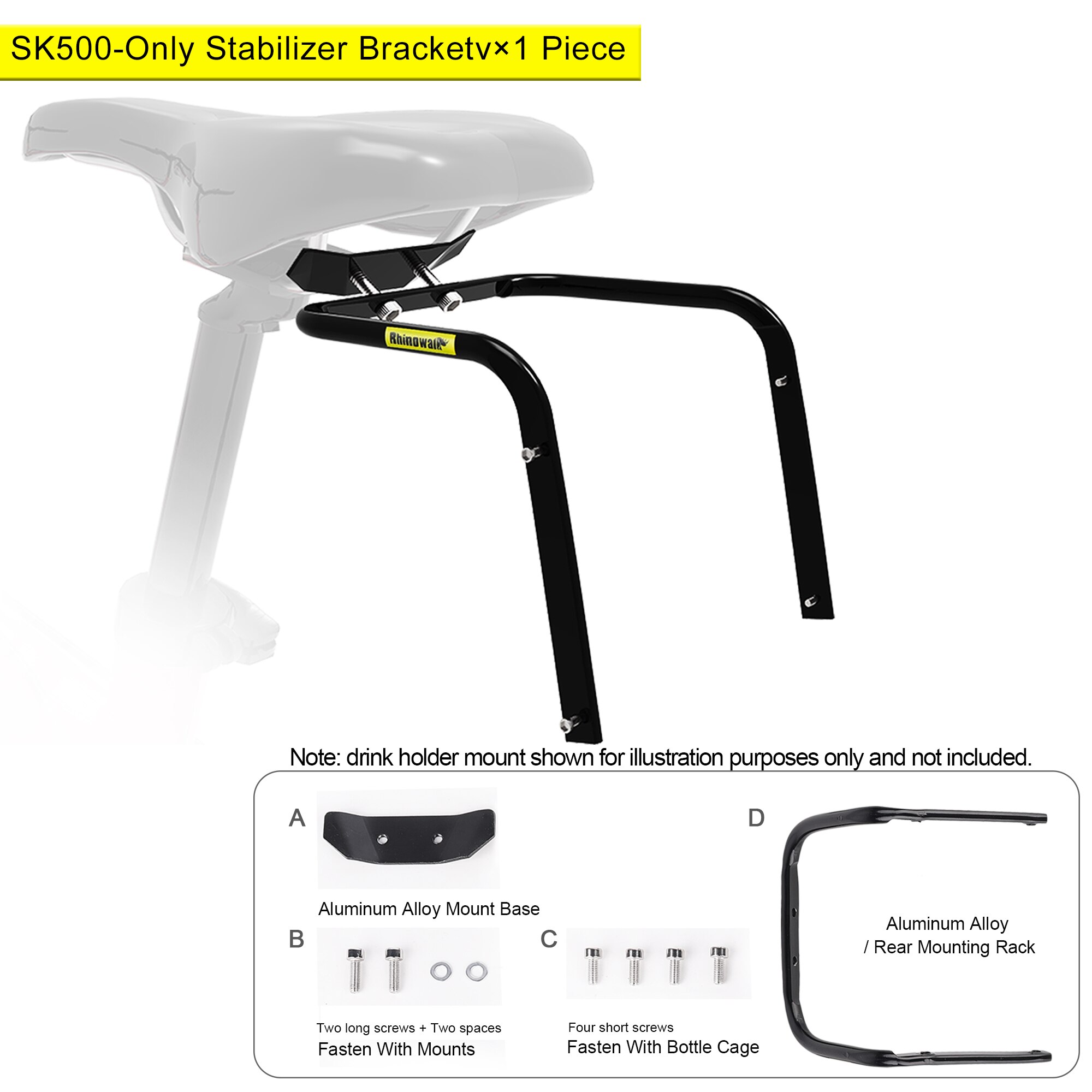 Rhinowalk sykkeltaske bagtail sete salveske brakett stativ 5l-13l bærbar brakett bagasjeholder sykkeltilbehør: naken sk500- braketter