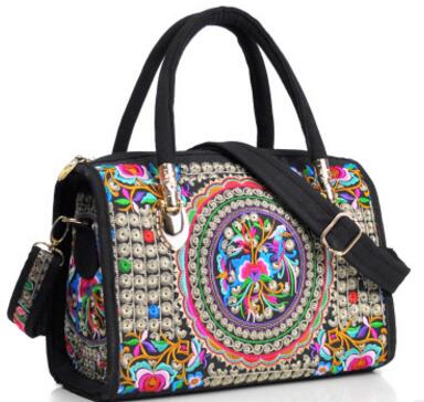 Women's Canvas Handbags Casual Shoulder Bag Floral Embroidered Ethnic Bag Vintage Messenger Bag Ladies Crossbody Bag: Coin Flower