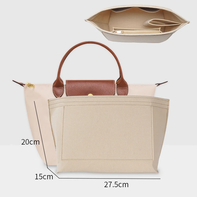 Bag Organizer For Longchamp Mini Bag Storage Bag The Liner Bag Felt Purse Insert Handbag Liner Bag: Light Grey