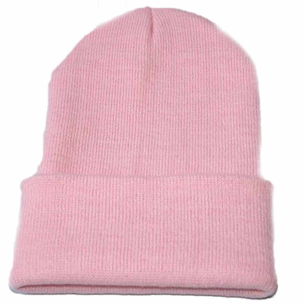 Berretto lavorato a maglia Unisex Slouchy berretto Hip Hop cappello da sci caldo gronda Hairball cappello lavorato a maglia protezione dell'orecchio caldo cappello di lana berretto alla moda Cap50: Colore rosa