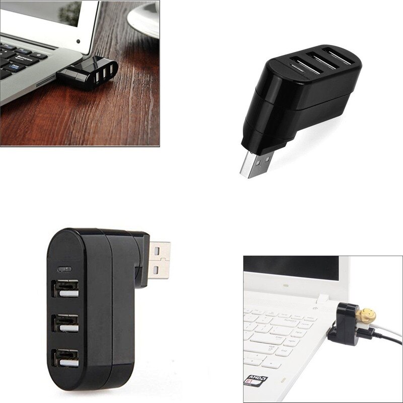 Cheapest 3 Ports Mini Usb Hub Rotatable High Speed USB HUB 2.0 USB Splitter Adapter For Notebook/Tablet Computer PC Peripherals