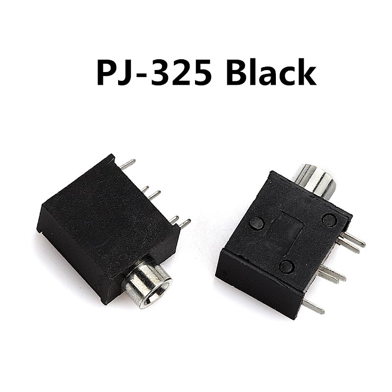 10pcs Headphone jack 3.5mm PJ PJ313 PJ320 PJ325 PJ326 PJ327 PJ358 PJ392 PJ342 Audio and video female dual channel stereo jack: PJ-325 Black